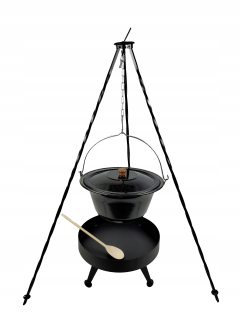 Smaltovaný kotlík 10 + kryt KRB 40 cm statív 120 cm